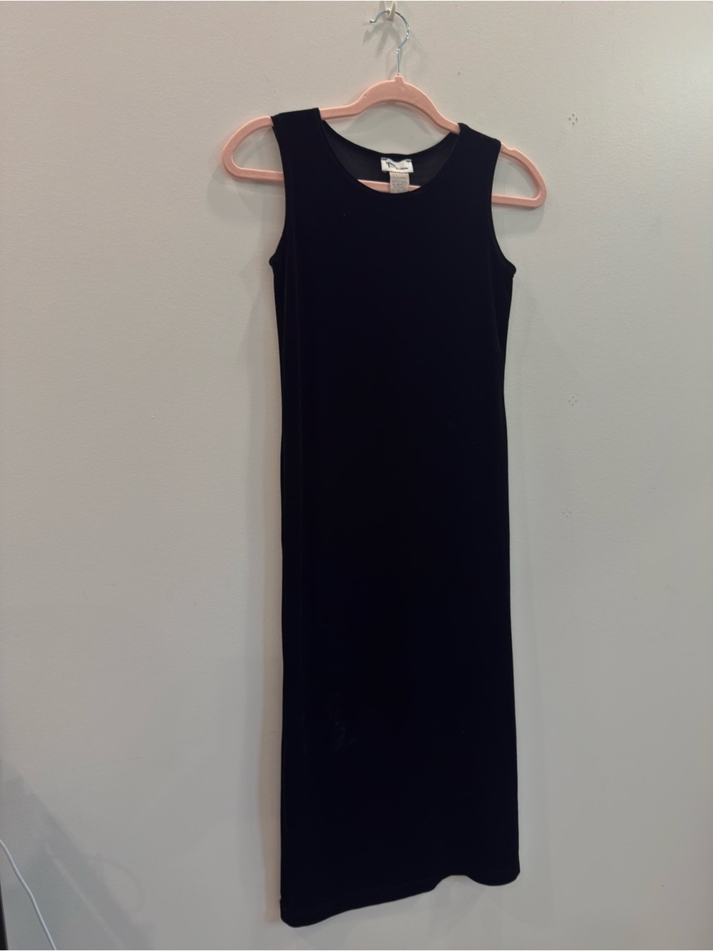 Vintage 90s Plum Midnight Black Velvet Sleeveless Column Dress Size 10
